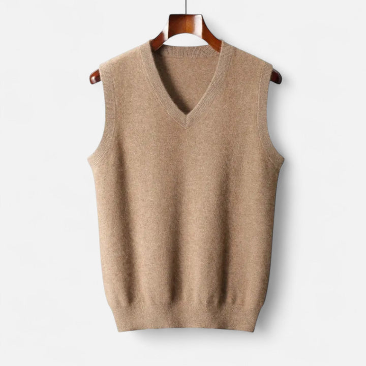 Men's Sleeveless Vest with V-Neck — Khaki