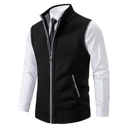 Men’s Vest – Clean Cut, Neat Finishes, Professional Style — Black