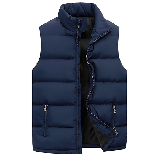 Men's Quilted Vest with Functional Pockets — Blue