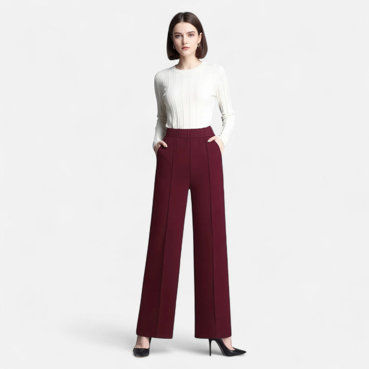 Women’s Trousers – High-Waisted, Wide-Leg, Turn-Up Hem, Fluid Fit — product view