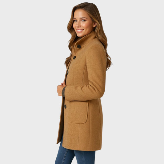 Women’s Coat – Structured Collar, Button Closure, Tailored Fit — product view