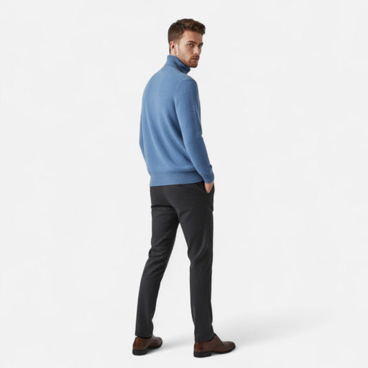 Classic Men's Sweater – Turtleneck — Blue