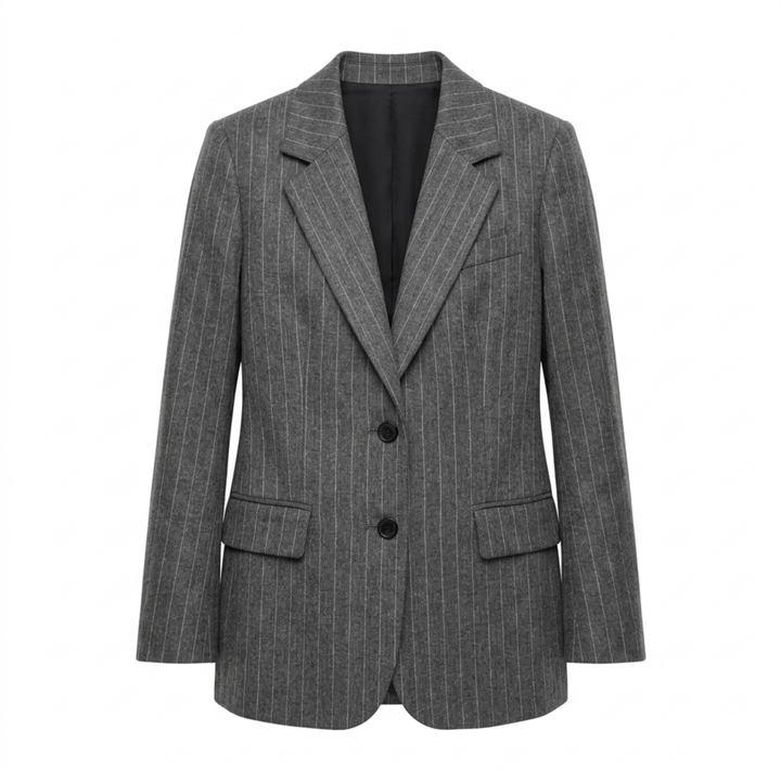 Women’s Blazer – Fine Stripes and Relaxed Fit — Grey