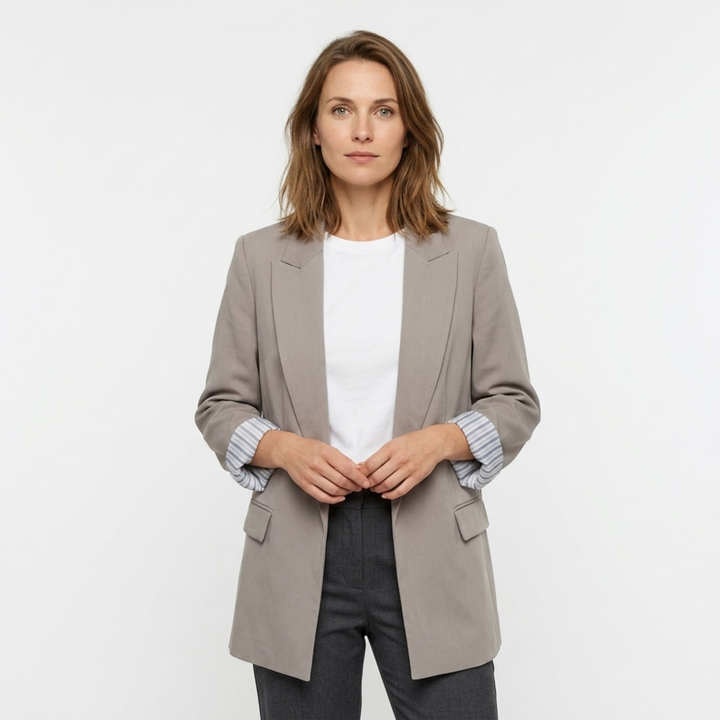 Women’s Blazer – Open Front with Pockets, Relaxed Loose Fit — product view