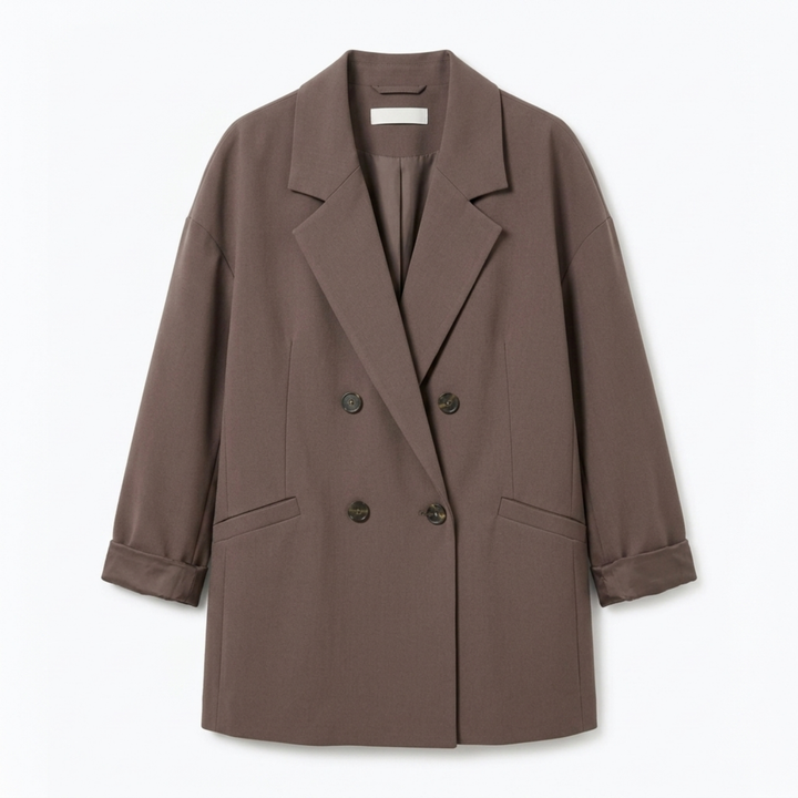 Blazer for Women – Double-Breasted and Modern Casual Oversized Fit — Brown