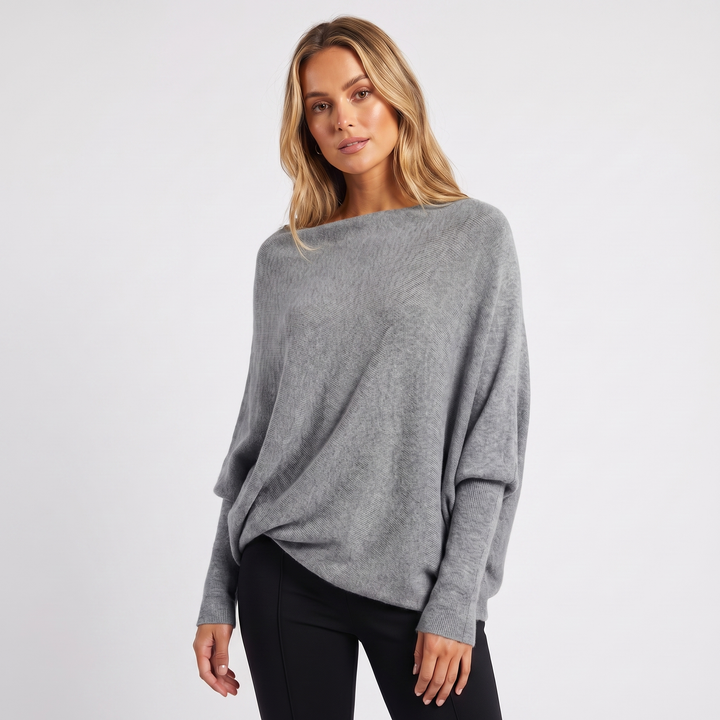 Pull pour femme coupe oversize et manches chauve-souris — Gris