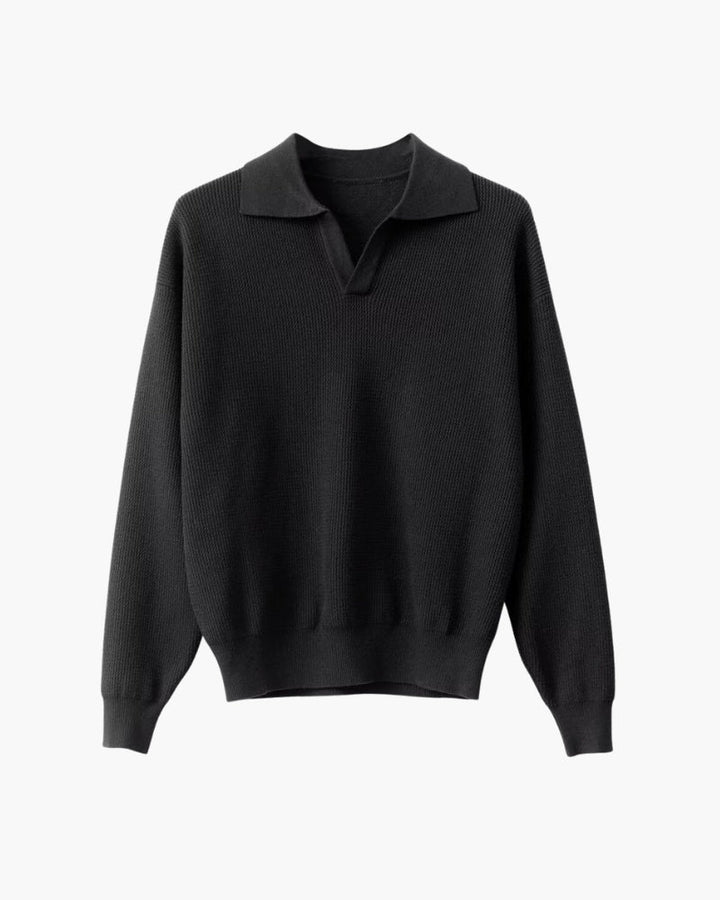 Men's Polo-Collar Textured Pullover — product view