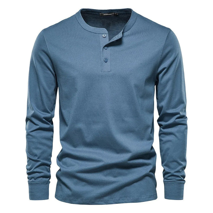 Men’s Shirt – Long-Sleeved, Button-Down, Comfortable Everyday Fit — Light Blue
