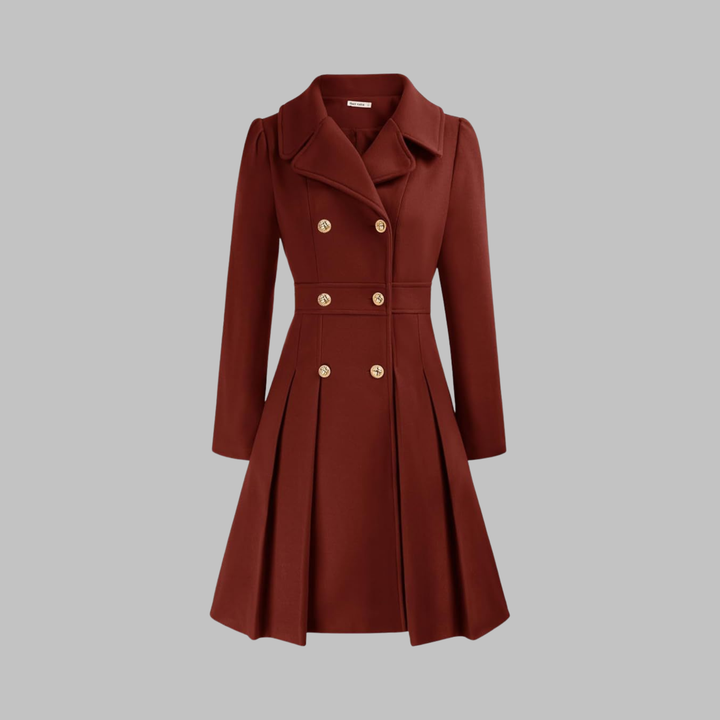 Women's Double-Breasted Coat – Classic Cut and Timeless Elegance — Deep Red