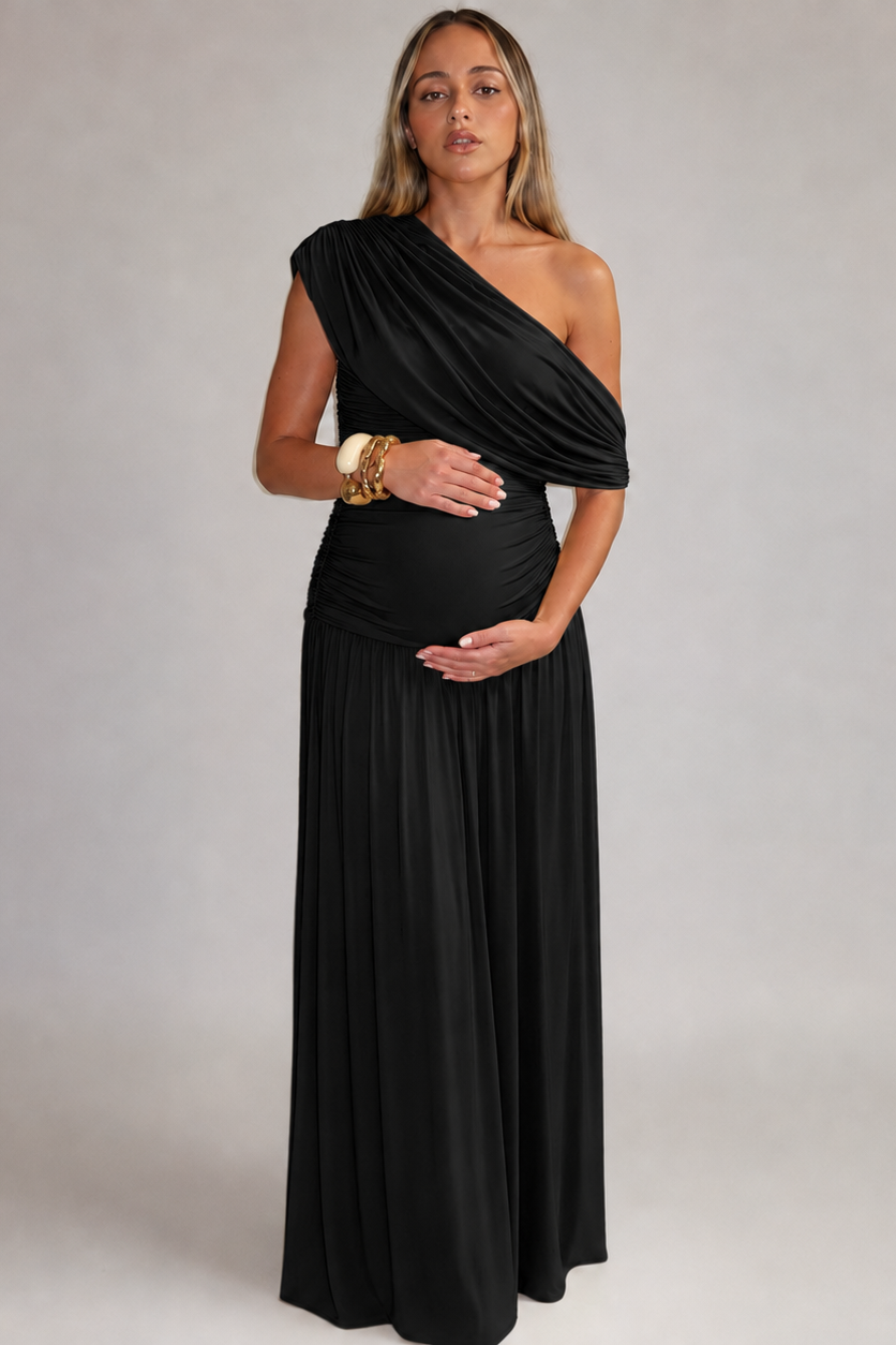 Elegant Long Maternity Dress – Asymmetrical Silhouette — image 7