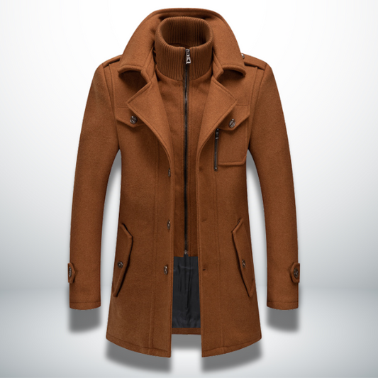 Men’s Buttoned Coat – Classic Silhouette and Smart-Casual Style — Camel
