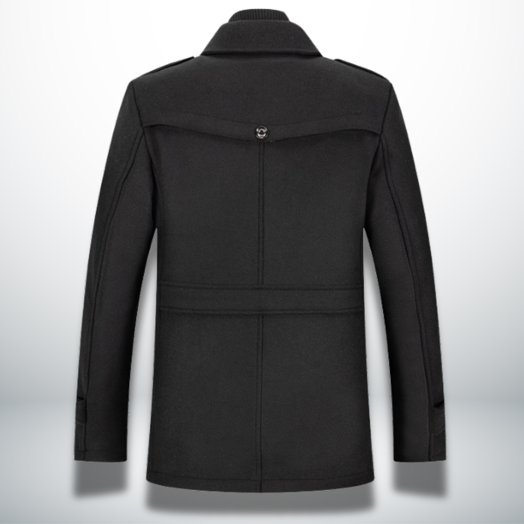 Men’s Buttoned Coat – Classic Silhouette and Smart-Casual Style — Black