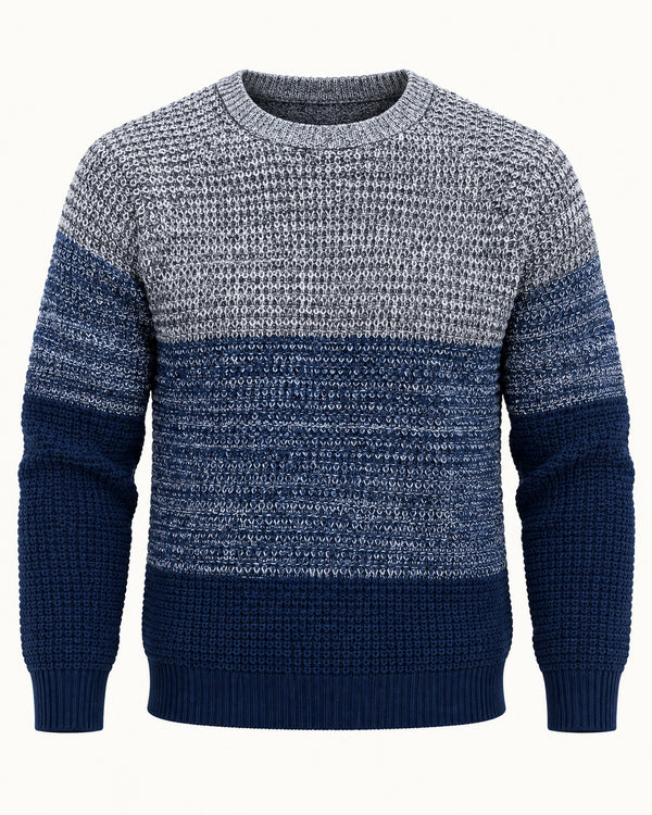 Men's Colourblock Long Sleeve Crew Neck Jumper in Blue - principal