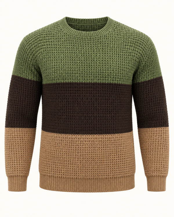 Men's Long Sleeve Crew Neck Jumper in Brown - principal