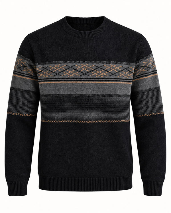 Men's Long Sleeve Crew Neck Jumper in Black - principal