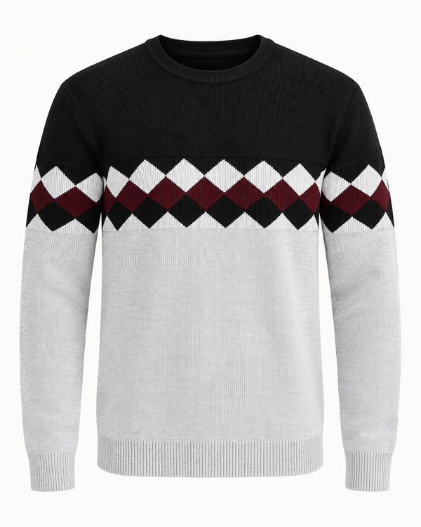 Men's Long Sleeve Crew Neck Jumper in Light Grey - principal