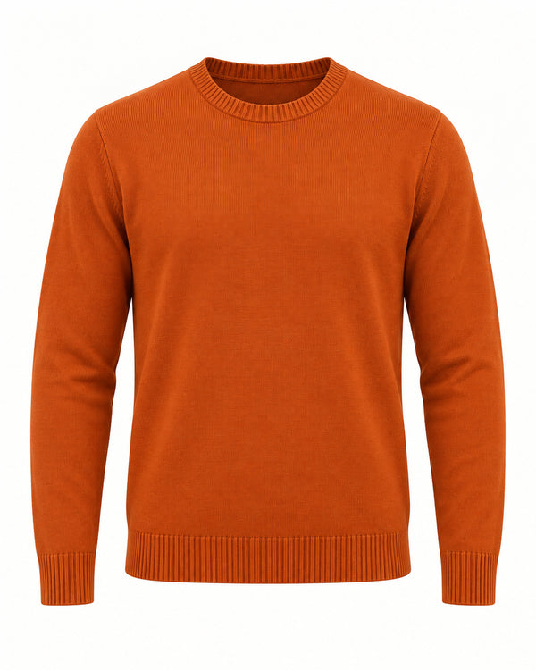 Men's Long Sleeve Crew Neck Jumper in Orange - principal