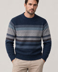 Men's Long Sleeve High Neck Jumper in Navy Blue - principal