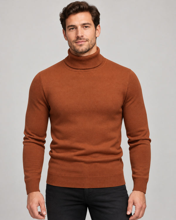 Men's Long Sleeve Jumper in Rust Brown - principal