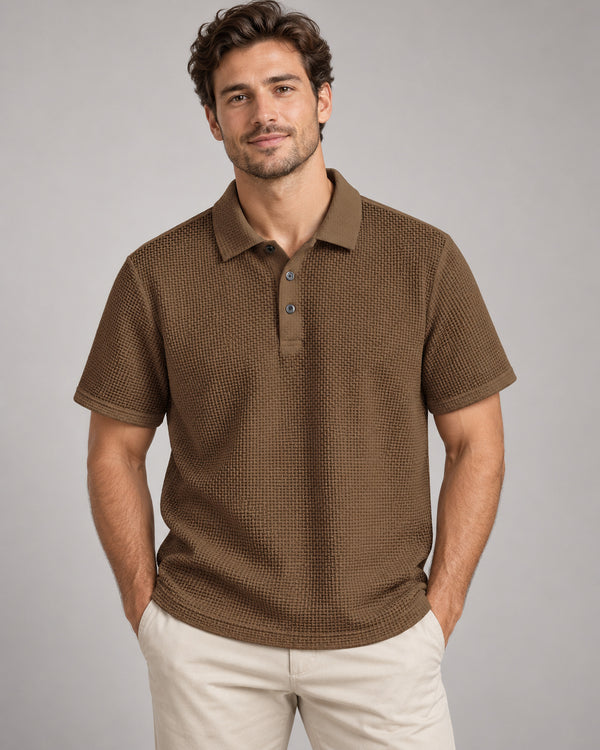 Men's Short Sleeve Polo Shirt in Coffee Brown - principal