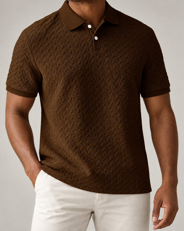 Men's Short Sleeve Polo Shirt in Coffee Brown - principal