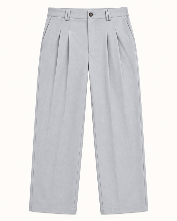 Men's Pleated Trousers in Light Grey - principal