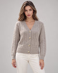 Women's Cable-Knit Long Sleeve Cardigan in Grey - principal