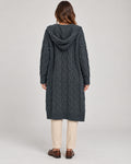 Women's Cable-Knit Long Sleeve Cardigan in Dark Grey - principal