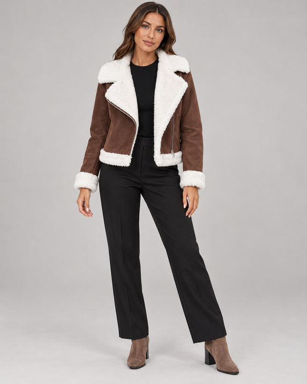 Women's Jacket in Coffee Brown on a neutral background