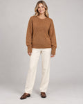 Women's Long Sleeve Jumper in Brown on a neutral background