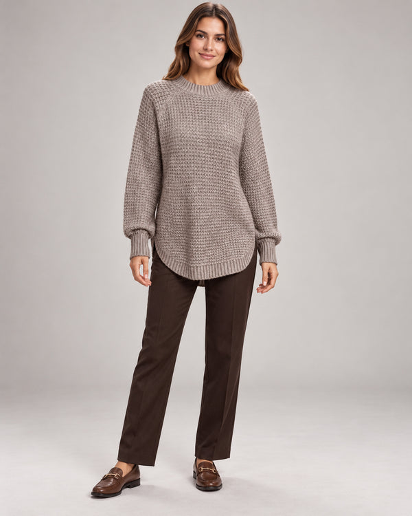 Women's Long Sleeve Jumper in Mocha Brown on a neutral background