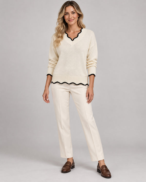 Women's Long Sleeve Jumper in Apricot on a neutral background