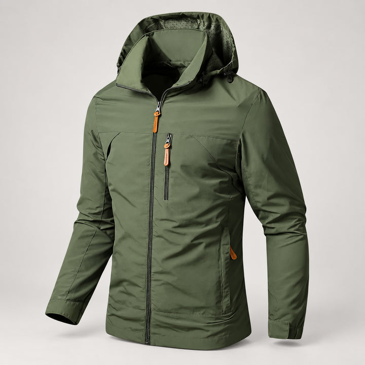 Jacket for men with a relaxed fit and a hood — Army Green