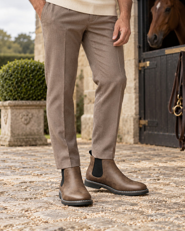 Chelsea boots for men with lining — Mocha