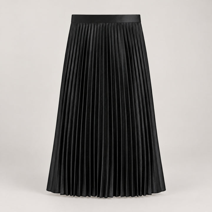Skirt for women with a satin finish and high waist — Black