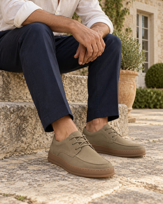 Trainers for men with Oxford styling and a lace fastening — Khaki