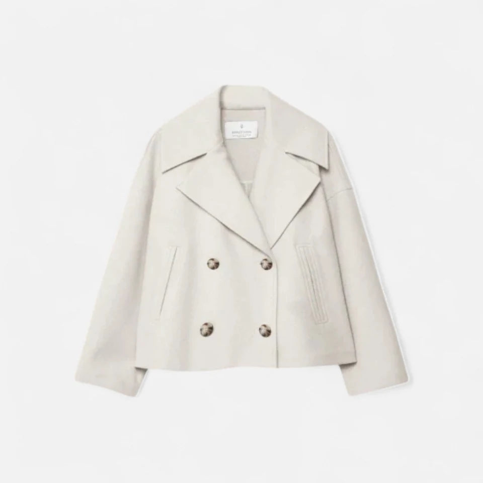 A light double-breasted jacket.
