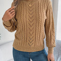 Lowri | Women's Textured Openwork Crew Neck Knit Jumper — view 1