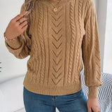 Lowri | Women's Textured Openwork Crew Neck Knit Jumper — view 1