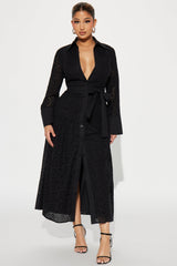 Women's Cotton Maxi Dress — Button Front, Long Sleeve | Yvezi — 2