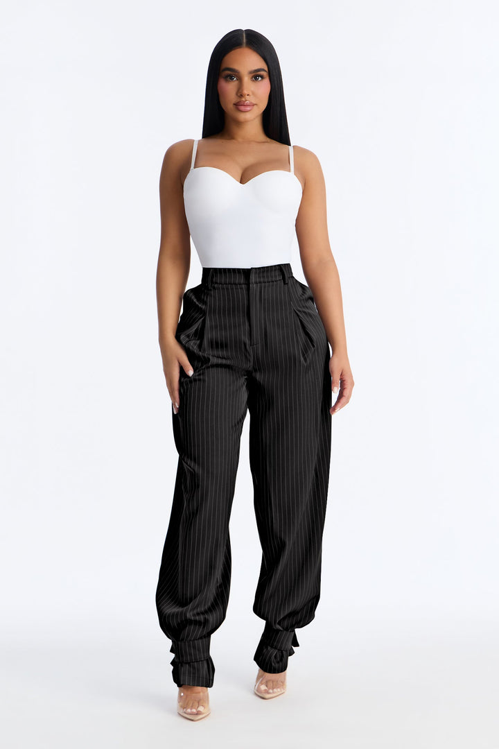 Women's Pinstripe Pants — Pleated | Yvezi — 1