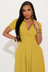 Women's Linen Dress — Button Front, Short Sleeve | Yvezi — 8