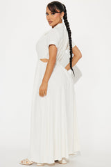 Women's Linen Dress — Button Front, Short Sleeve | Yvezi — 15