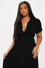 Women's Linen Dress — Button Front, Short Sleeve | Yvezi — 5
