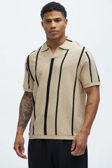 Men's Striped Viscose Polo Shirt — Short Sleeve | Yvezi — 1