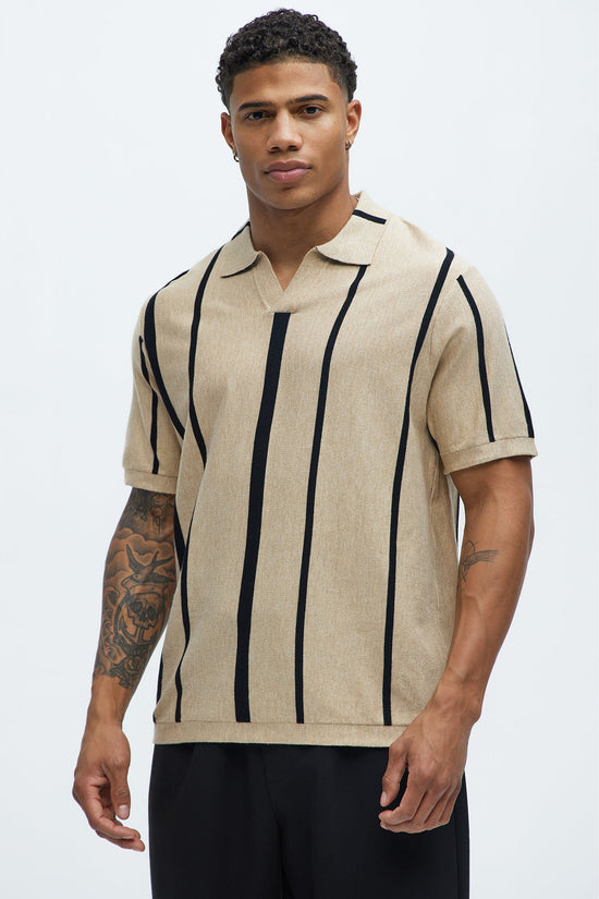 Men's Striped Viscose Polo Shirt — Short Sleeve | Yvezi — 1
