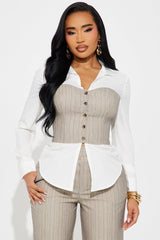 Women's Pinstripe Matching Pants Set — Long Sleeve | Yvezi — 10
