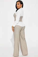 Women's Pinstripe Matching Pants Set — Long Sleeve | Yvezi — 11