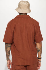 Men's Textured Cotton Shirt — Short Sleeve | Yvezi — 20