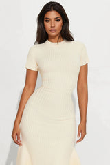 Women's Ribbed Viscose Midi Dress — Short Sleeve | Yvezi — 14
